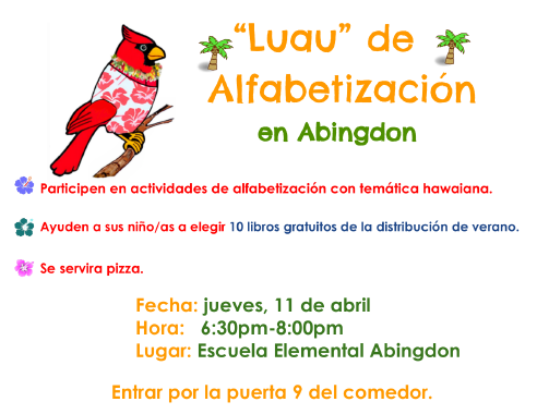 Literacy Night flyer in Spanish